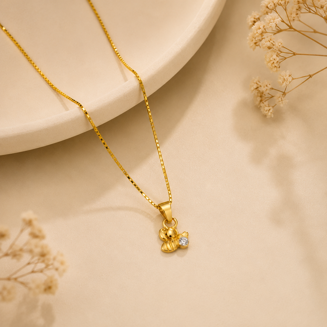 9K Gold Diamond Bee Pendant