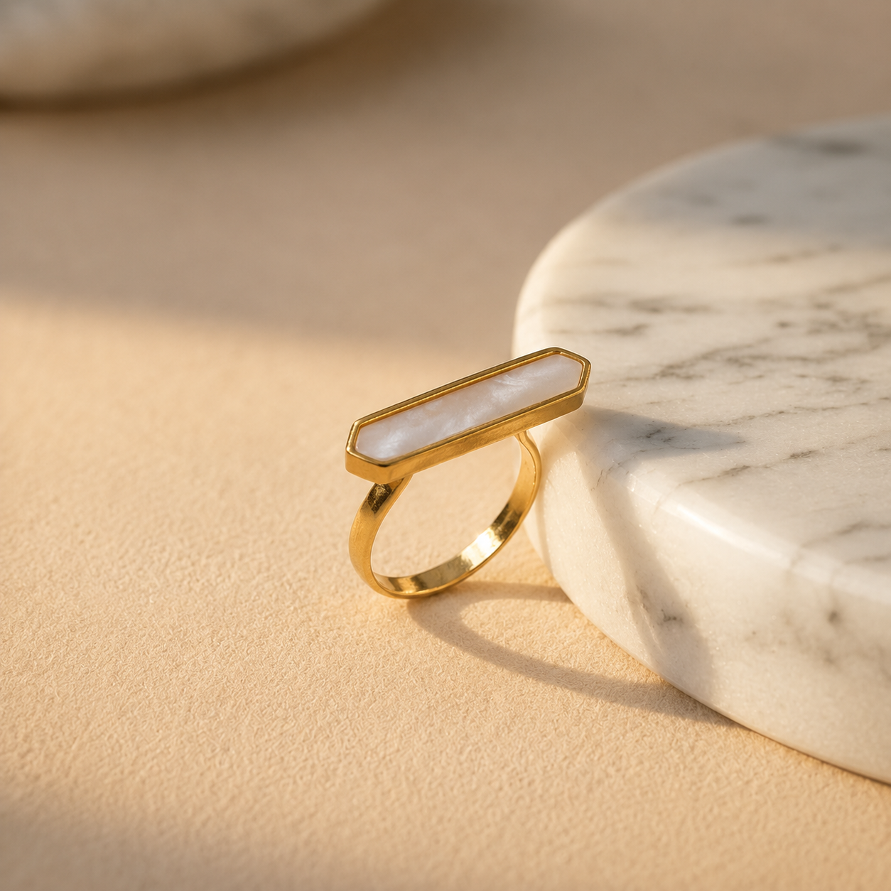 Demi Fine Mother-of-Pearl Bar Statement Ring (size 6 & 7)