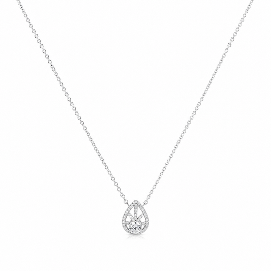 Silver Crystal Drop Silver Necklace