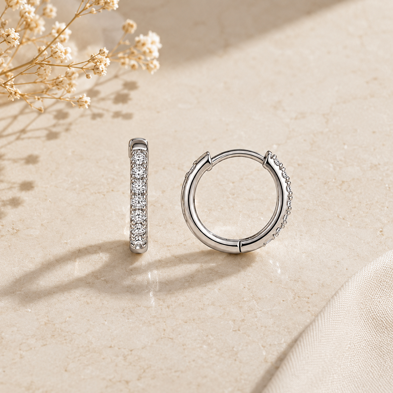 Silver Classic CZ Hoop Earrings