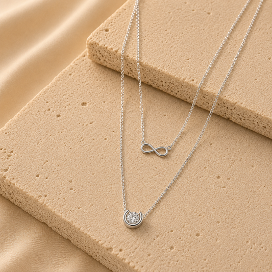 Silver Infinity Layered Necklace