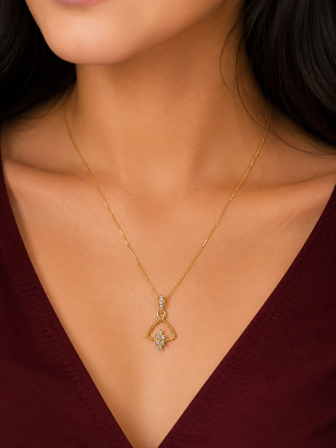 Elegant Triangle 9K Gold Pendant
