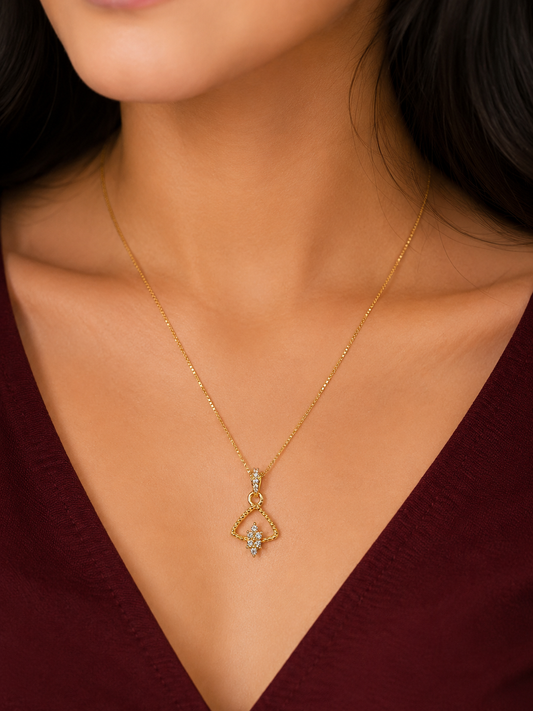 Elegant Triangle 9K Gold Pendant