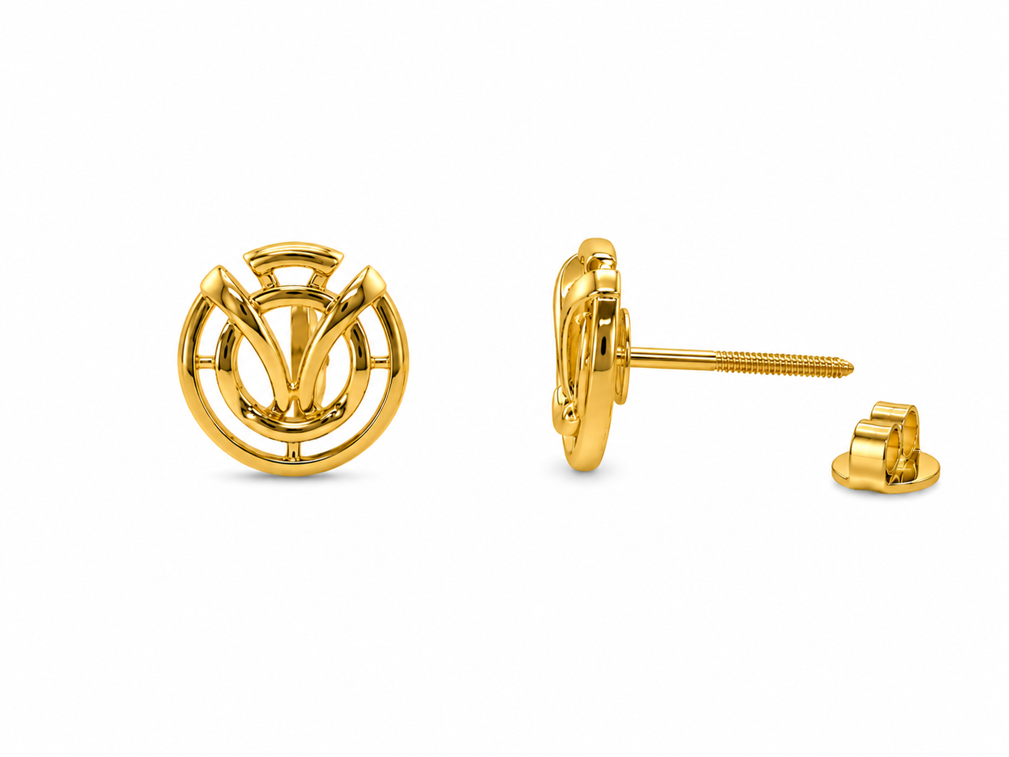 9K Gold Monogram Stud Earrings
