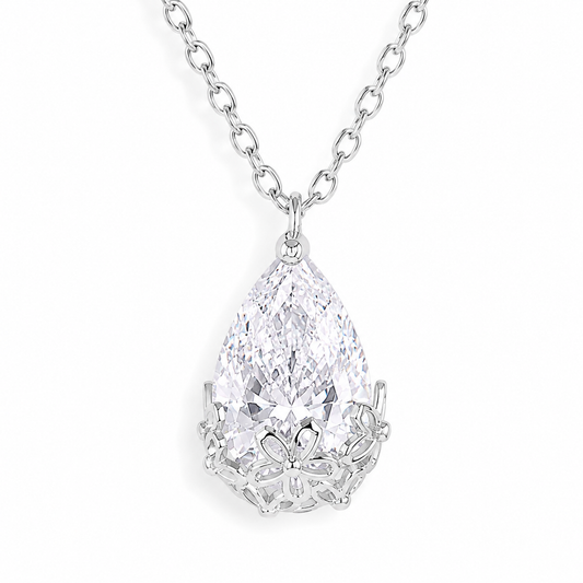 Silver Graceful Spark Drop Necklace