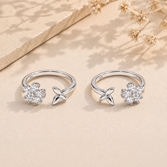 925 Silver Flower Petal Toe Ring