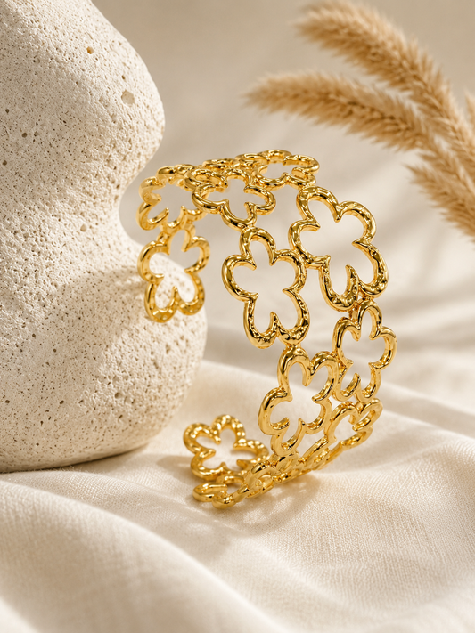 Demi Fine Floral Lattice Cuff Bracelet
