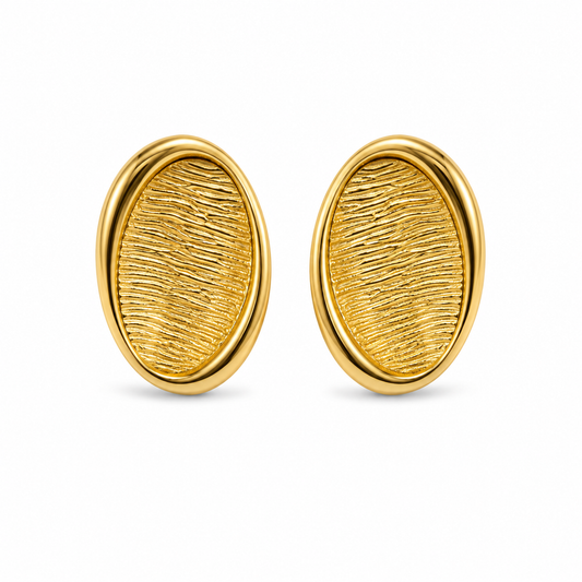 Demi Fine Organic Texture Oval Earrings