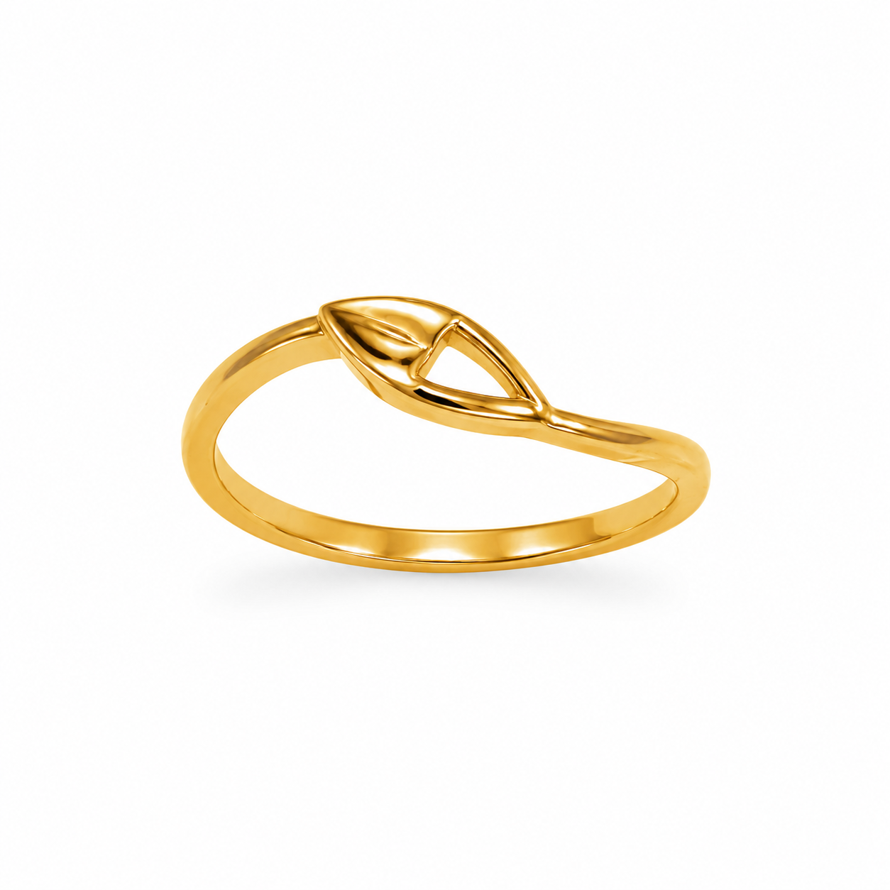 9K Gold Minimal Leaf Ring (Size - 12)