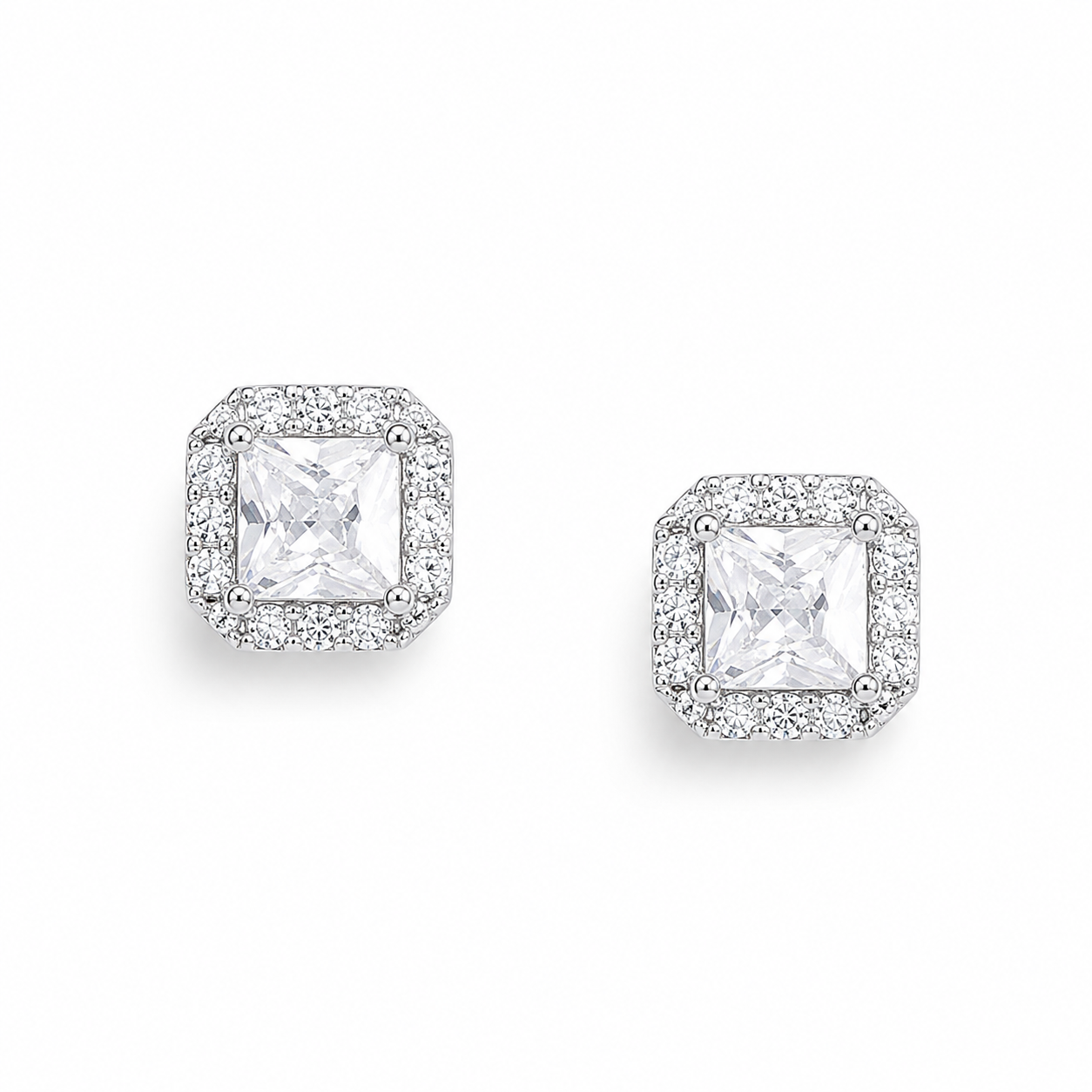 Silver Celeste Solitaire Studs