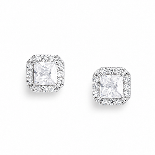 Silver Celeste Solitaire Studs