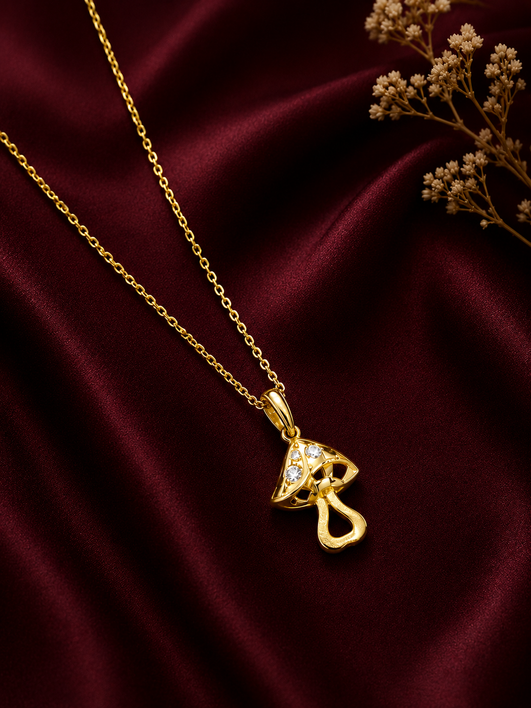 9K Gold Mushroom Pendant