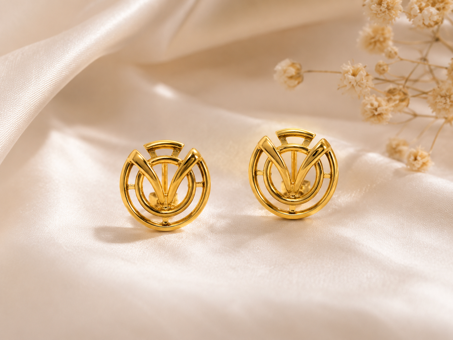 9K Gold Monogram Stud Earrings