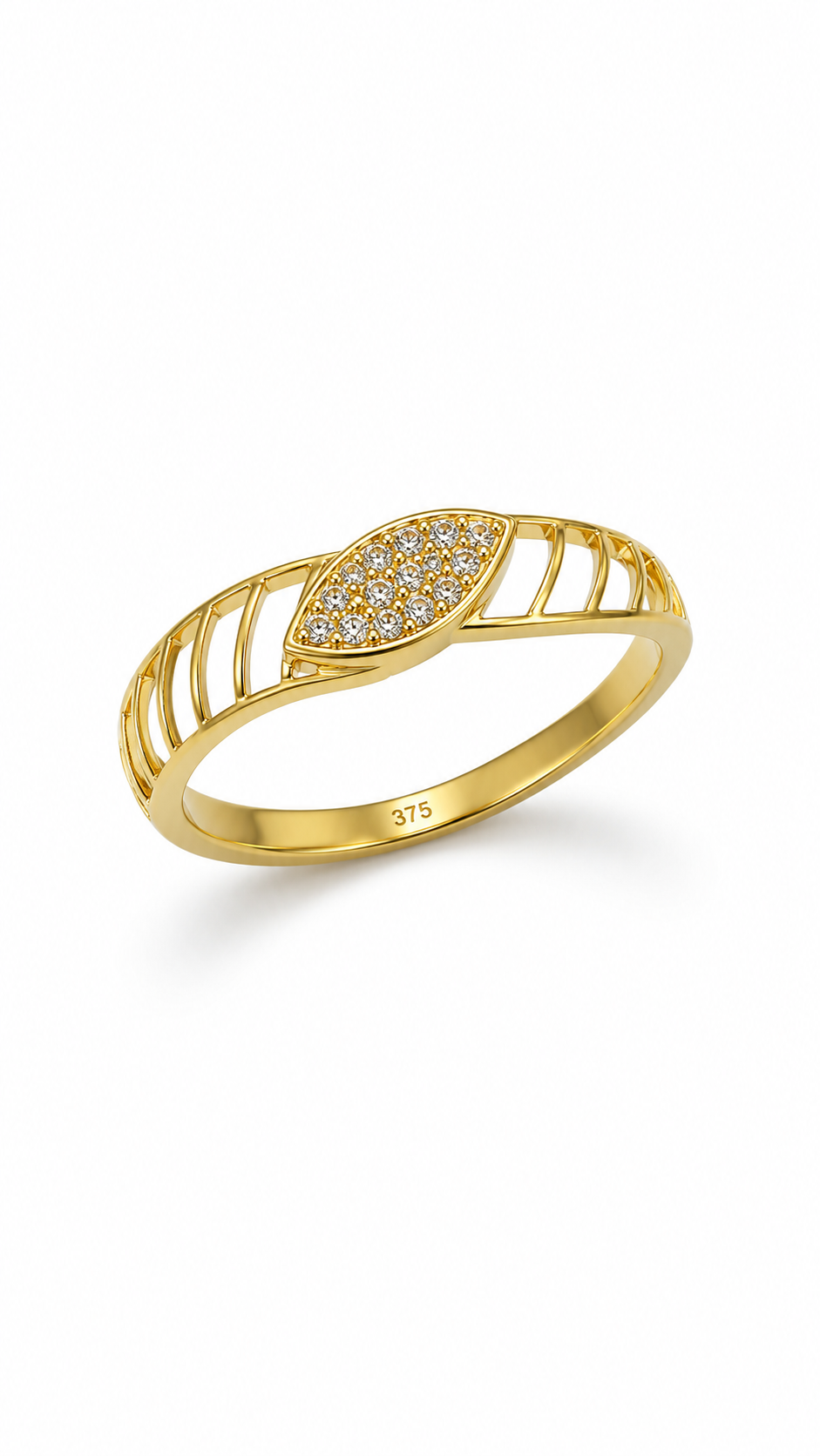 9K Gold Diamond Eye Ring (Size - 11)