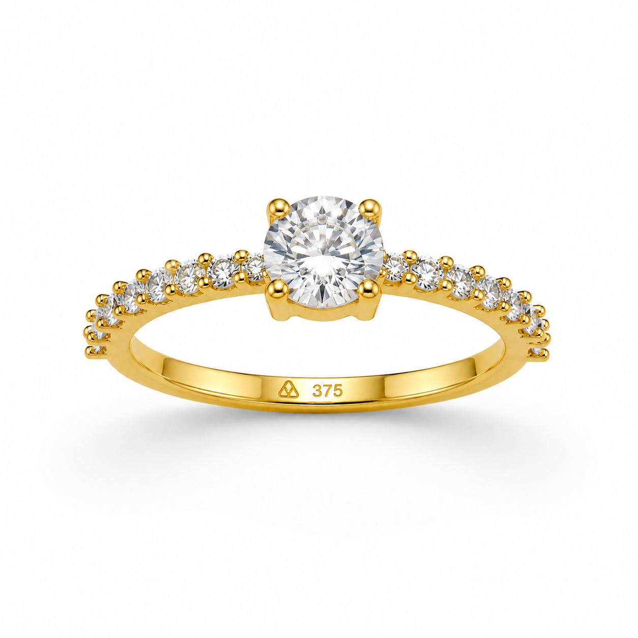 9K Gold Solitaire Diamond Ring - (Size - 13)