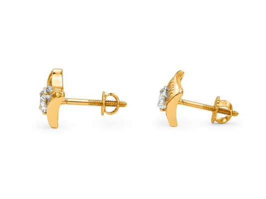9K Gold Radiant CZ Designer Stud Earrings