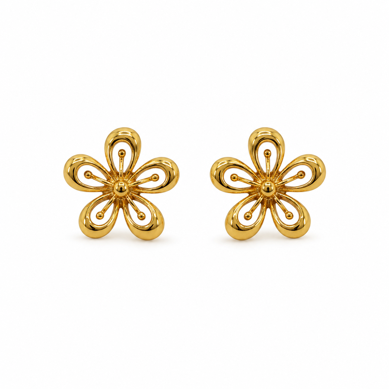 9K Gold Floral Earrings