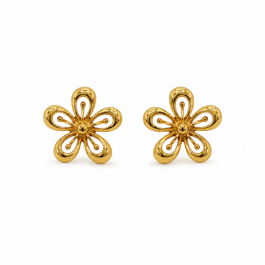 9K Gold Floral Earrings