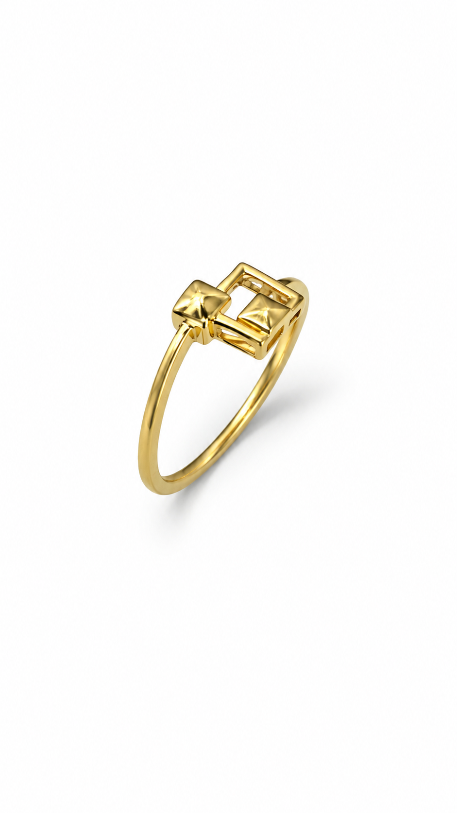 9K Gold Geometric Duo Ring (Size - 12)
