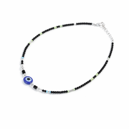 Handcrafted Evil Eye Silver Anklet