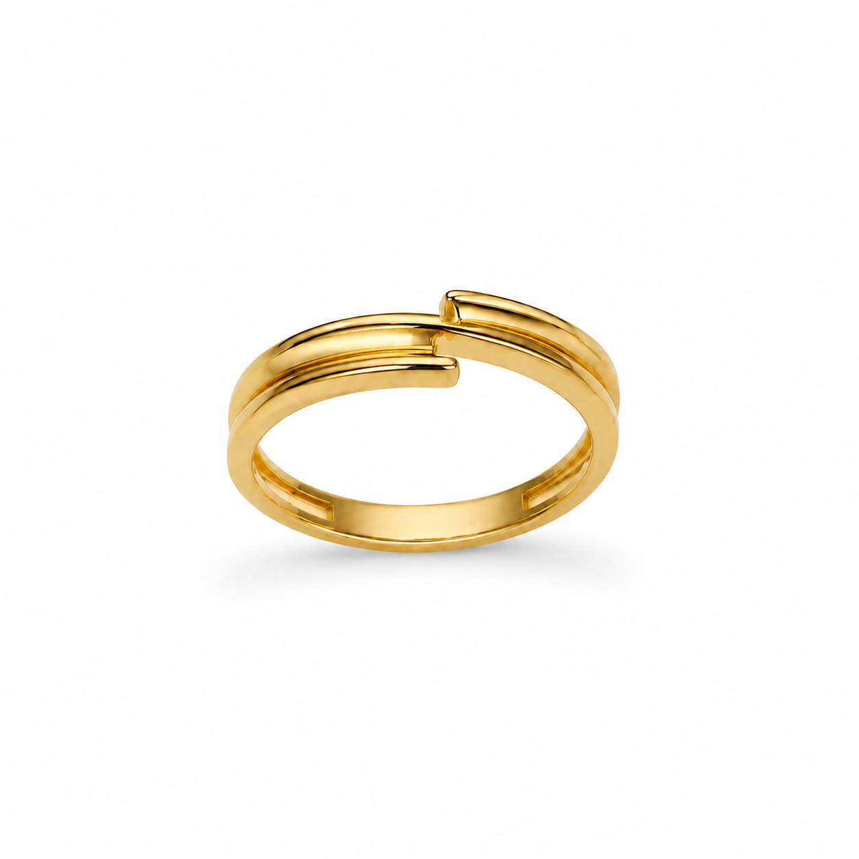 9K Gold Minimal Double Bar Open Ring (Size -12)