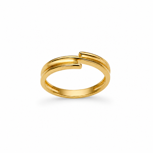 9K Gold Minimal Double Bar Open Ring (Size -12)