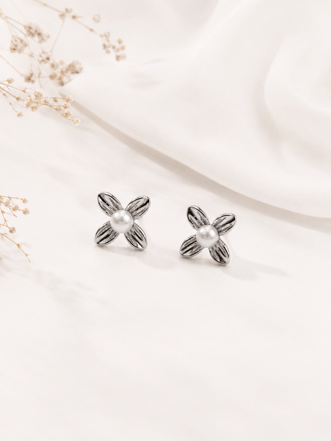 925 Silver Pearl Bloom Studs