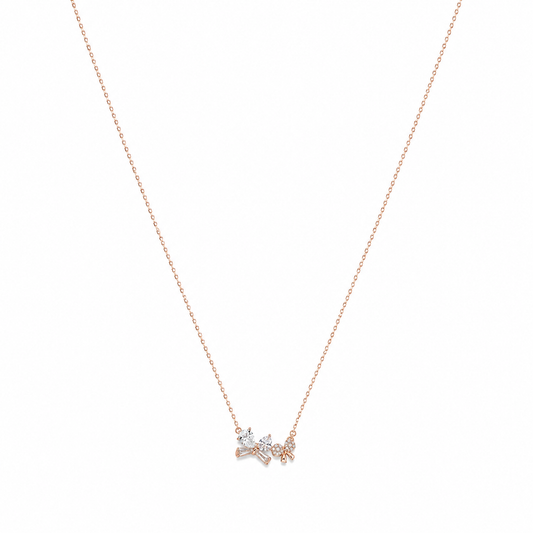 Silver Rose Gold Bow Heart Necklace