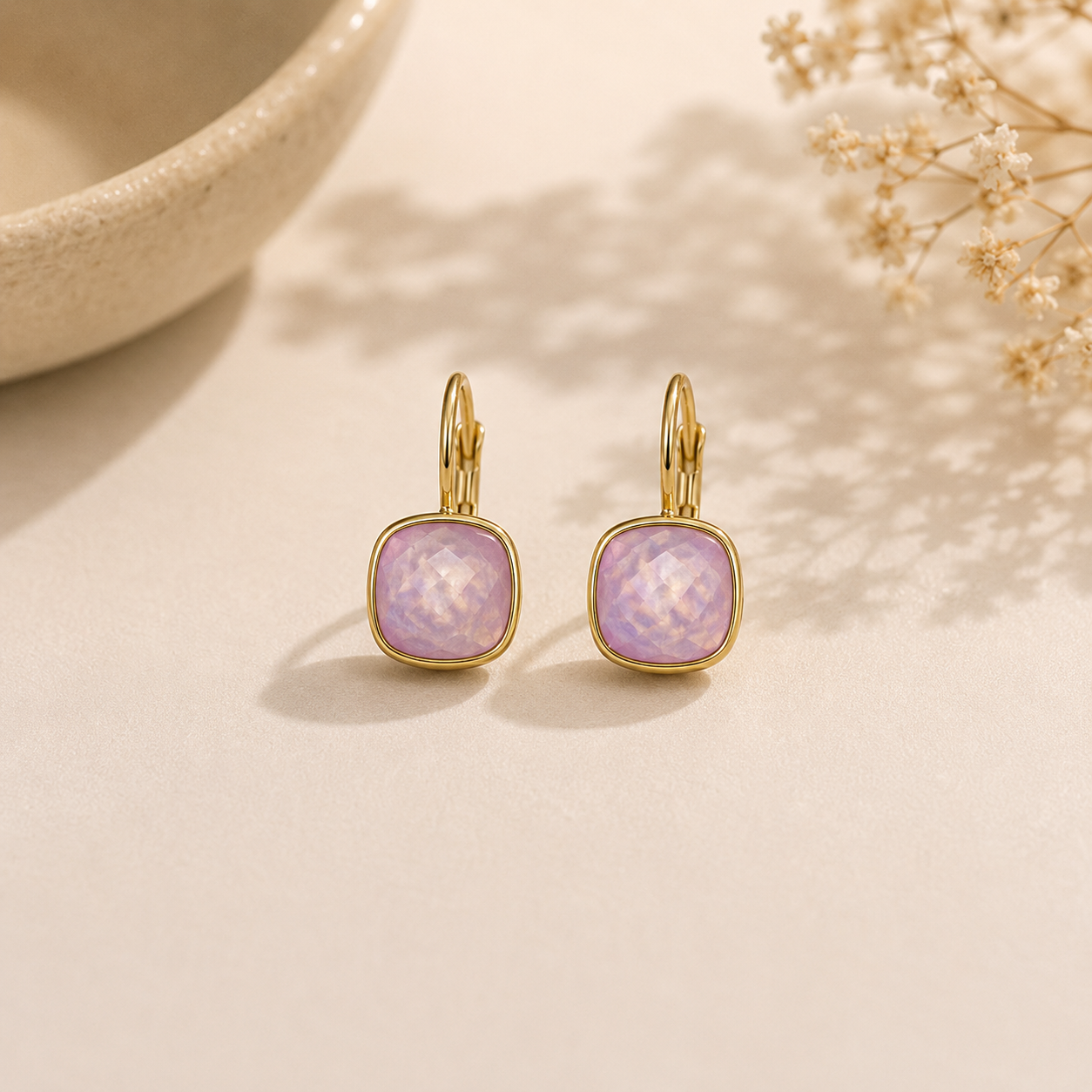 Demi Fine Blush Quartz Drop Earrings