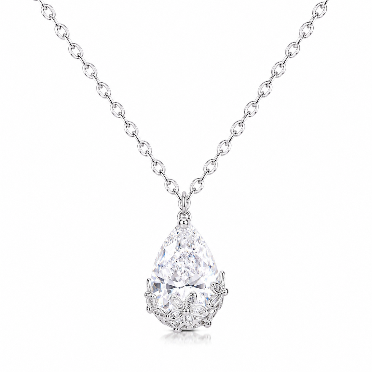 Silver Graceful Spark Drop Necklace