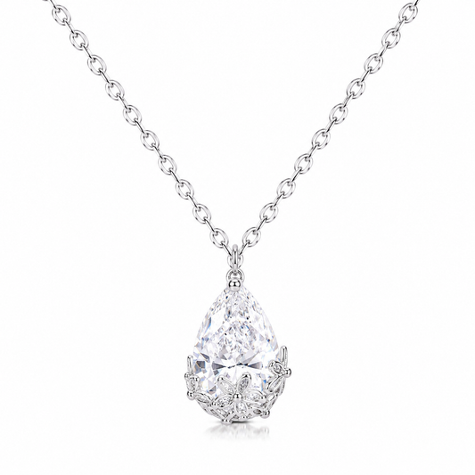 Silver Graceful Spark Drop Necklace