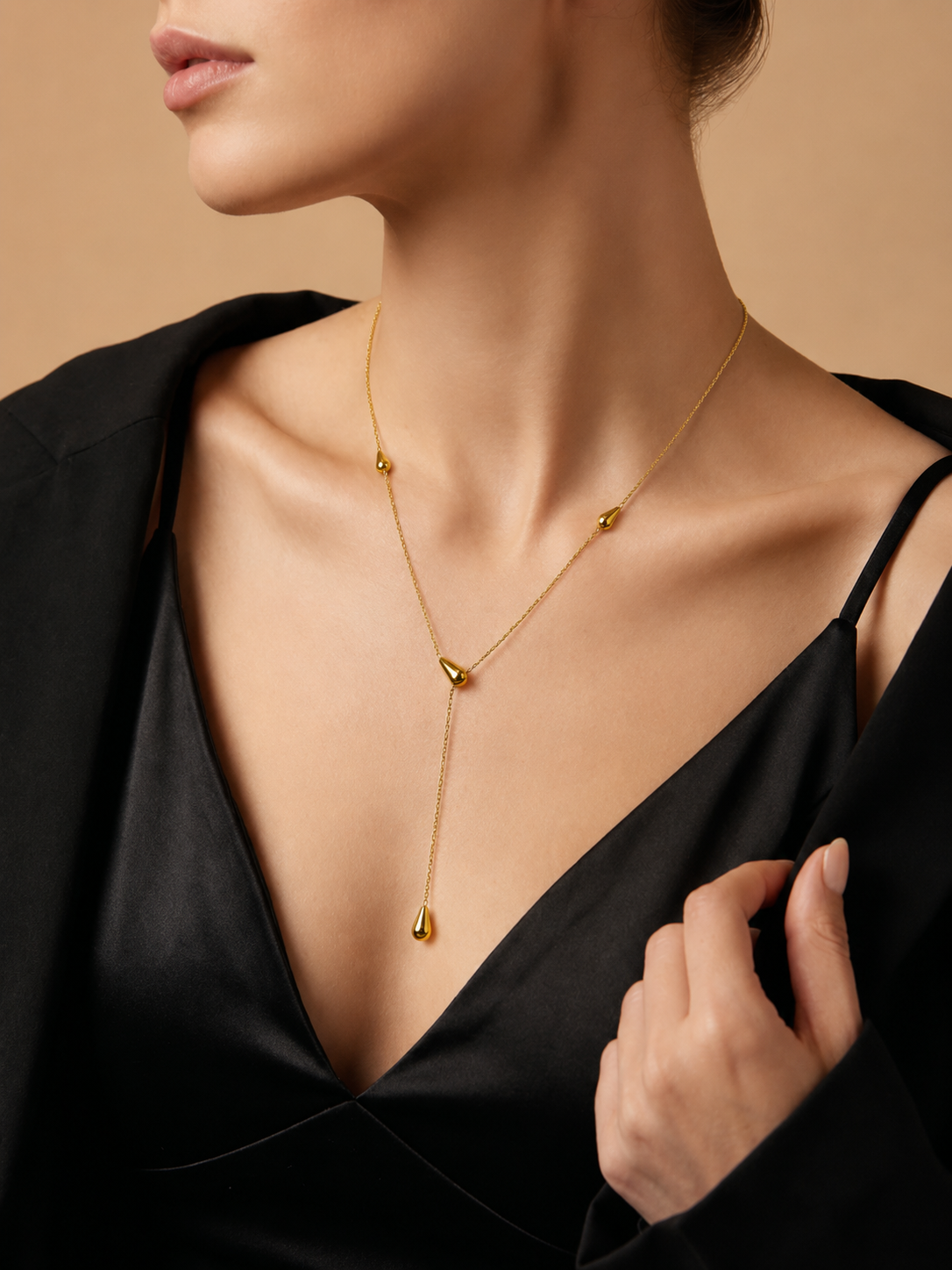 Demi Fine Golden Teardrop Y Necklace