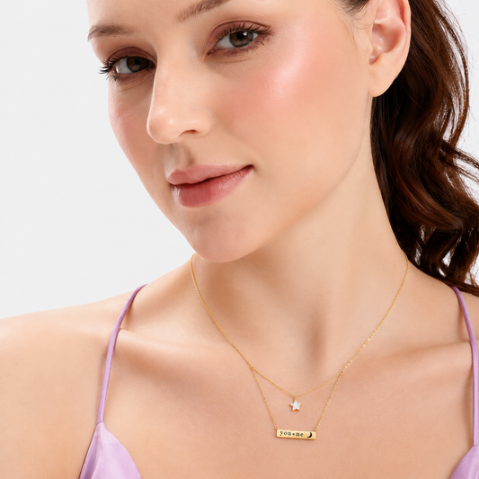 Silver Forever You + Me Star Gold Necklace