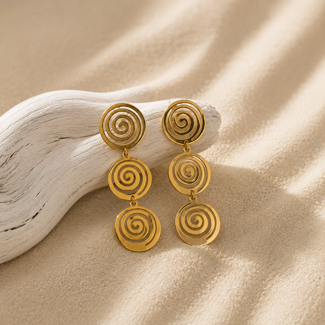 Demi Fine Triple Spiral Drop Earrings