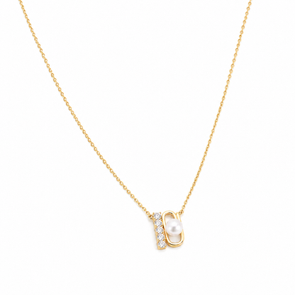 Silver Grace Pearl Accent Golden Necklace