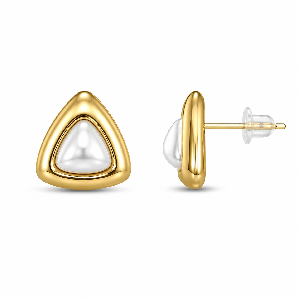Demi Fine Nova Pearl Triangle Stud Earrings