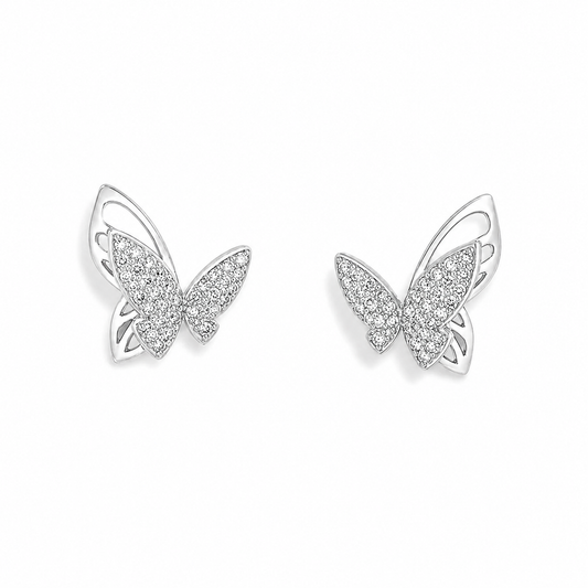 Silver Flutter Spark Butterfly Studs