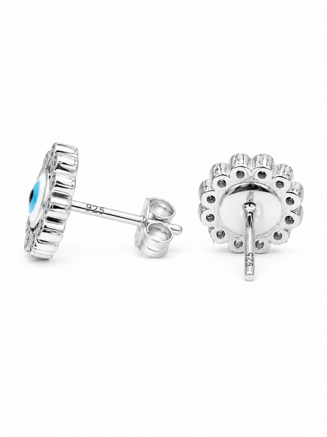 925 Silver Evil Eye Bloom Studs