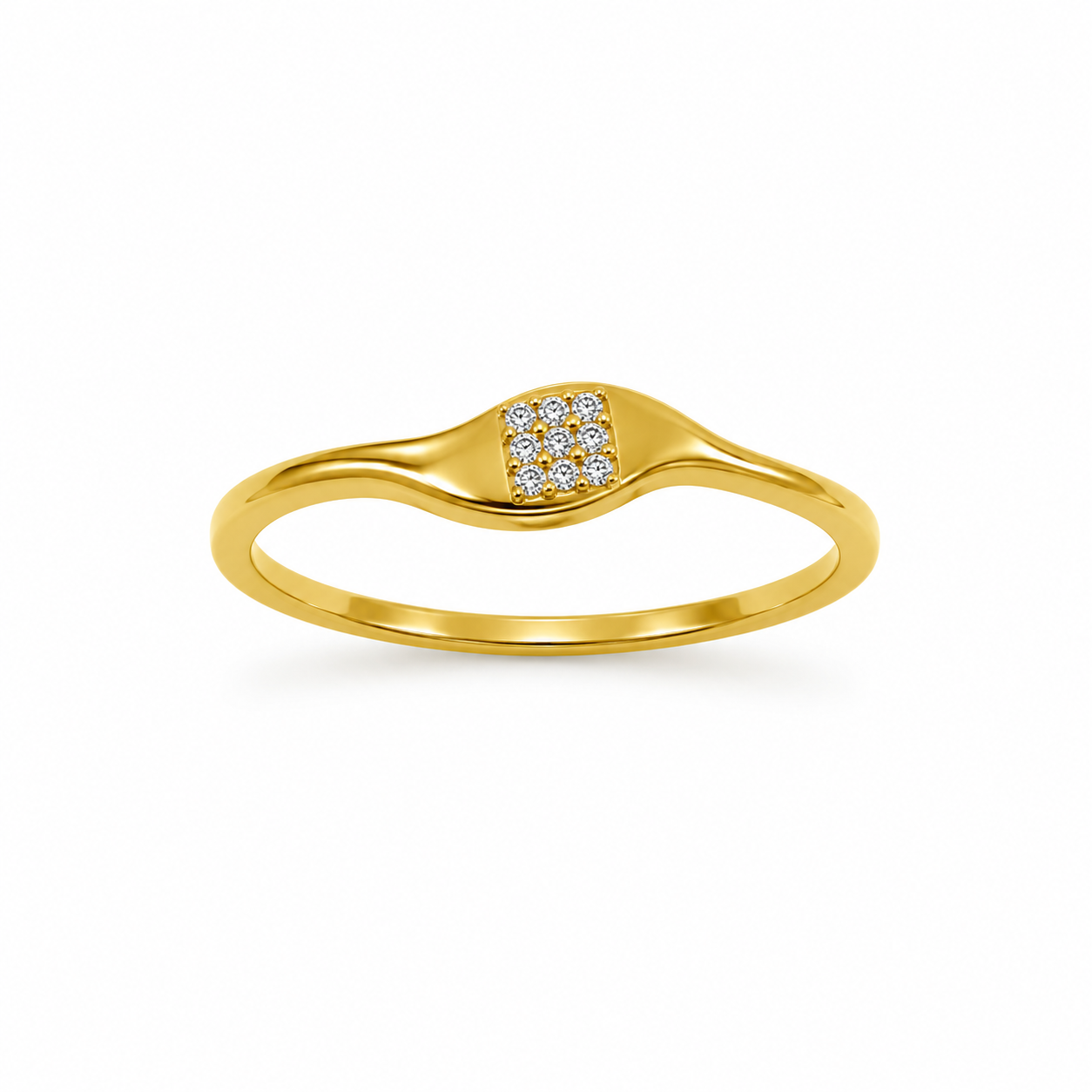 9K Gold Diamond Cluster Wave Ring (Size -12)