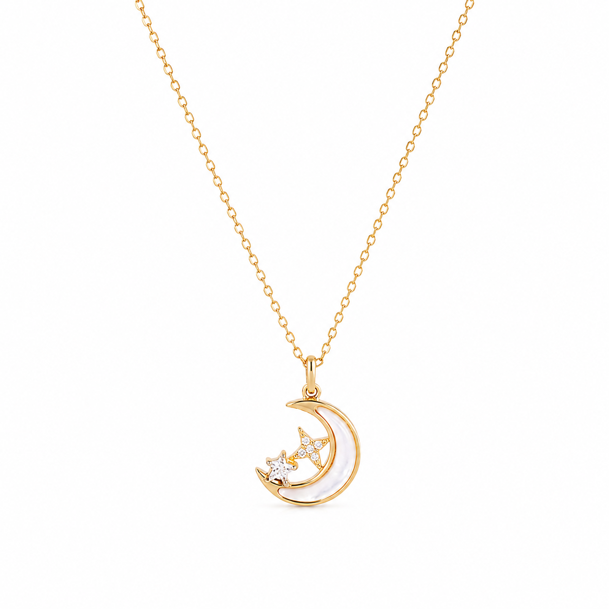 Silver Moonlight Pearl Star Gold Necklace