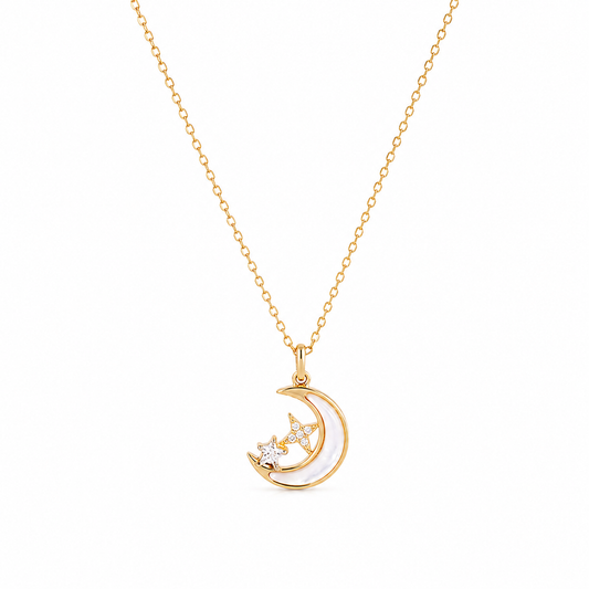 Silver Moonlight Pearl Star Gold Necklace
