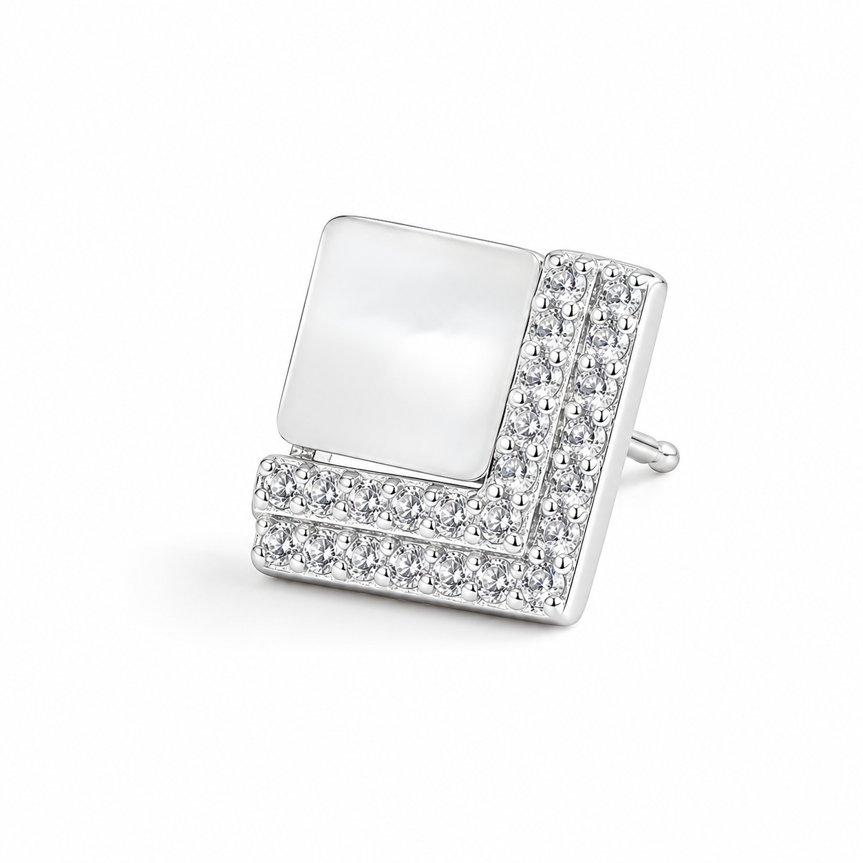 Silver MOP Square Frame Studs