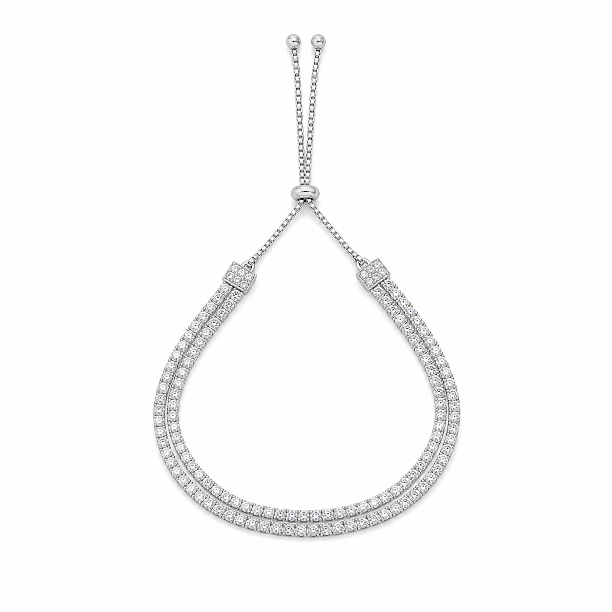 Silver Adjustable Double Row Bracelet