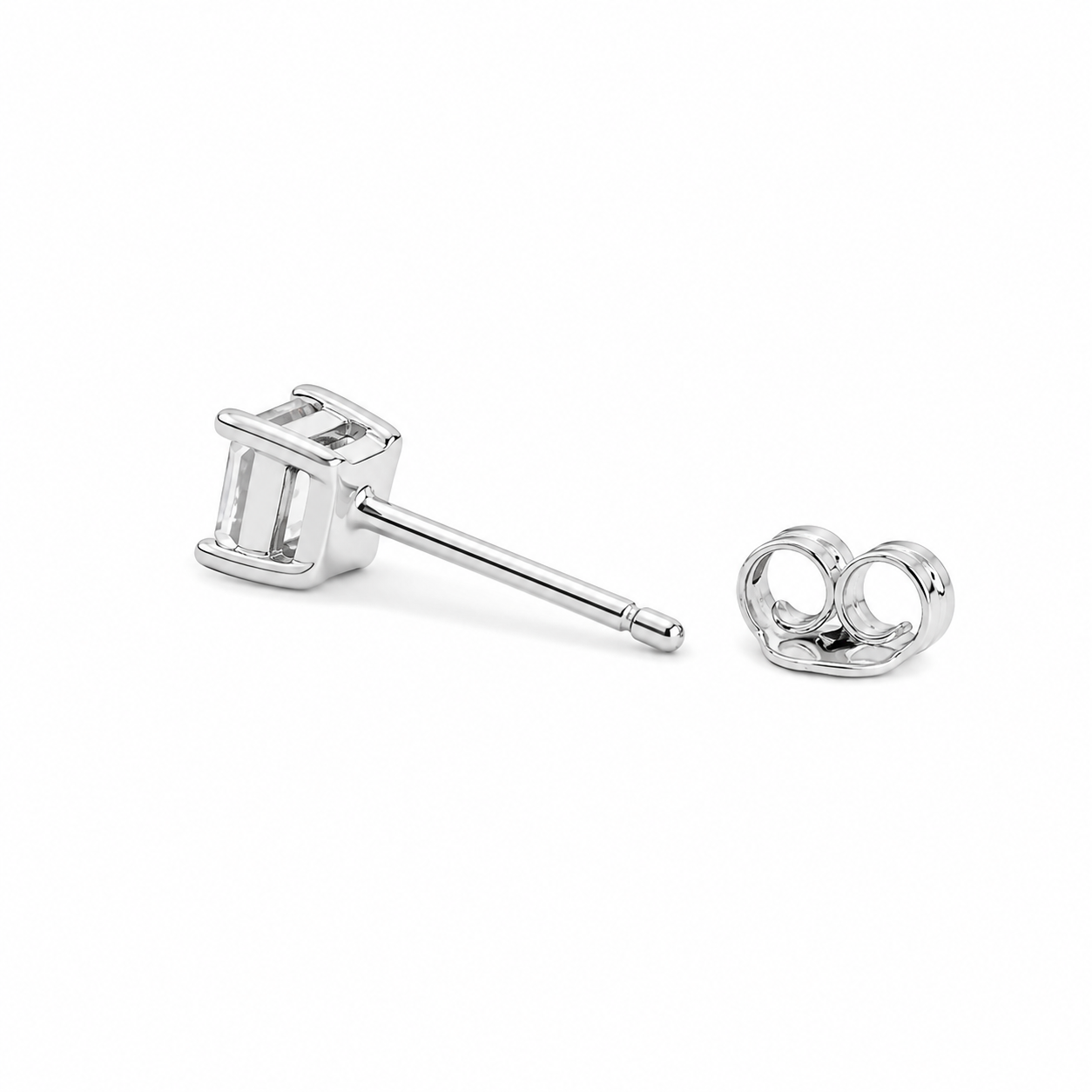 Silver Minimal Luxe Solitaire Studs