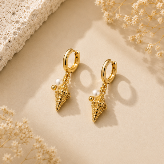 Demi Fine Pearl Shell Drop Hoop Earrings