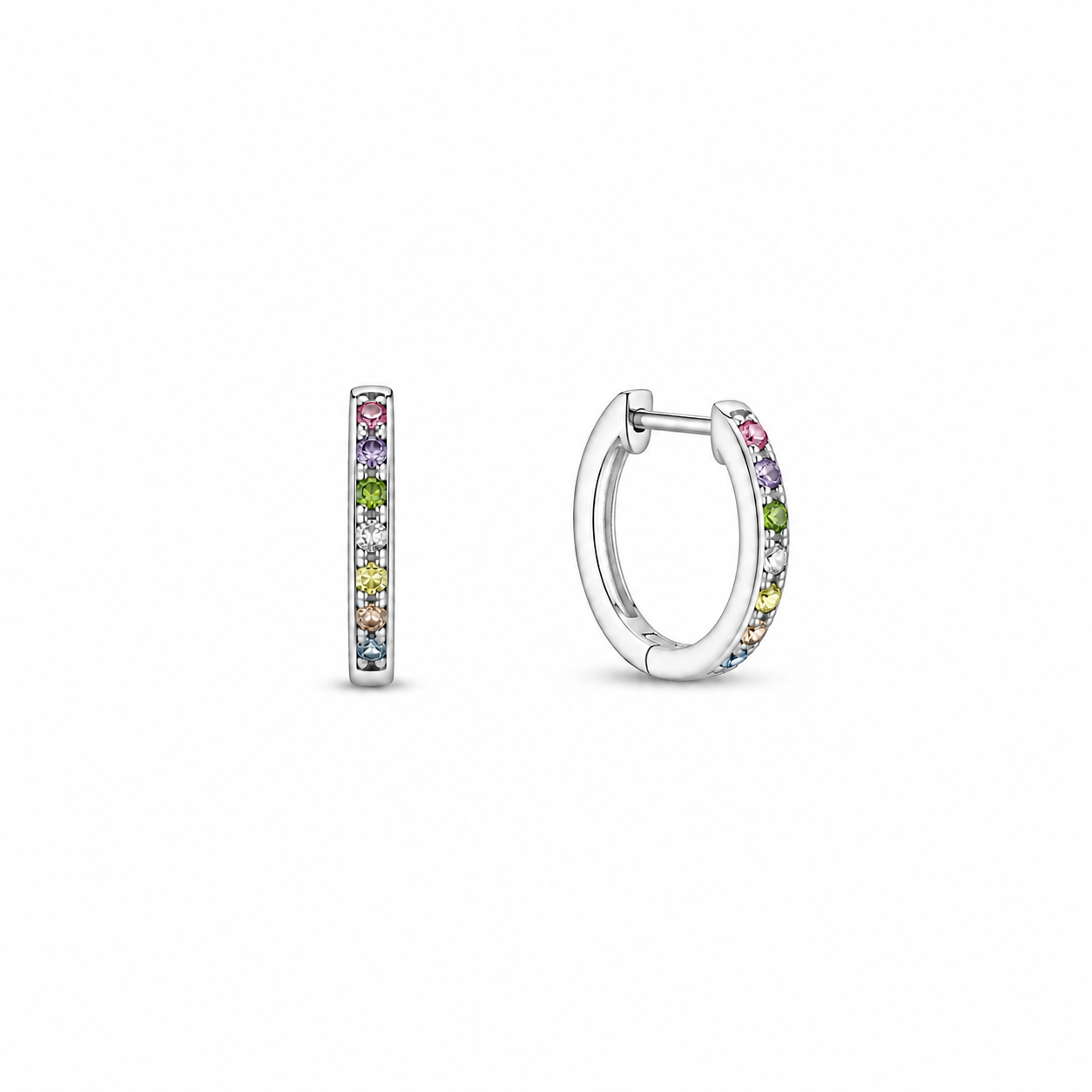 Silver Rainbow Hoop Earrings