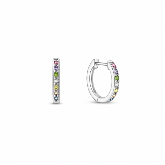 Silver Rainbow Hoop Earrings