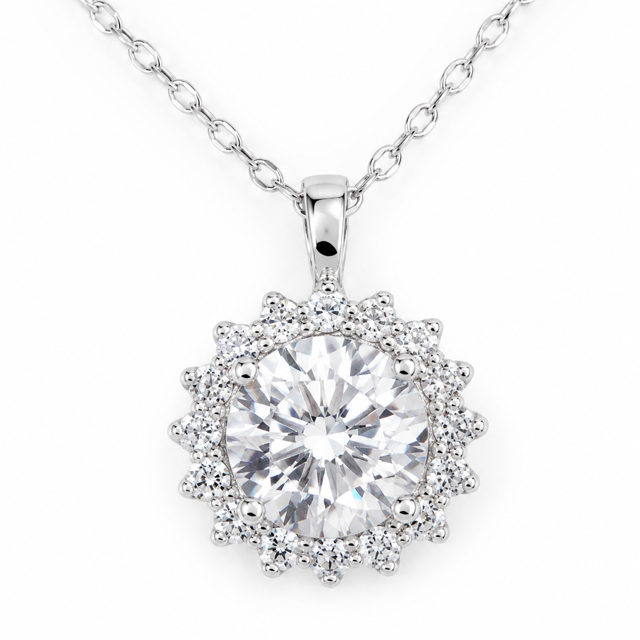 Silver Minimal Round Halo Necklace