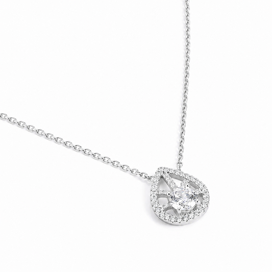 Silver Crystal Drop Silver Necklace