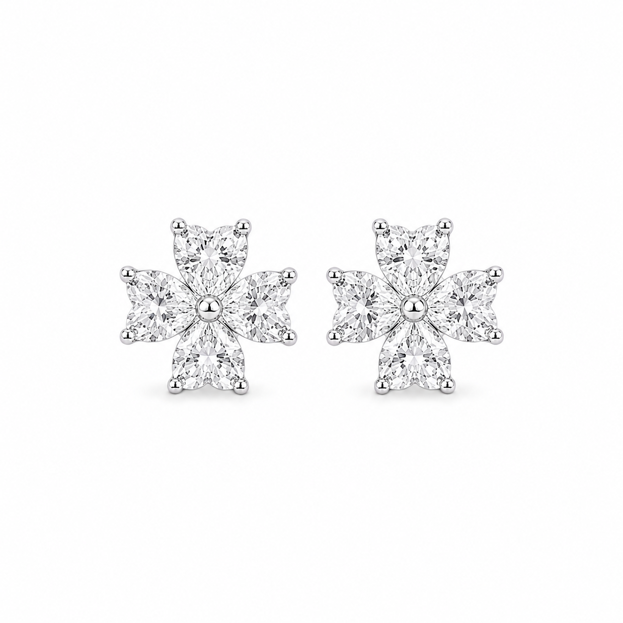 Silver Love Petal Earrings
